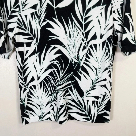 Talbots Tropical Leaf Fern Short Sleeve Button Sweater - Picture 15 of 16